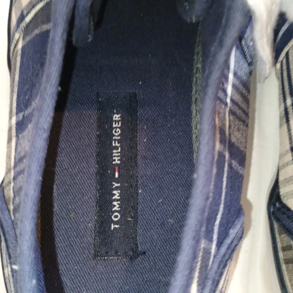 Tommy Hilfiger Plaid Canvas Low‎ Top Lace Up Sneakers Women's Casual Shoes - Picture 8 of 11